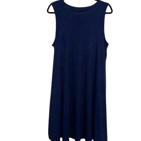 Time And Tru Womens Sleeveless Navy Swing Dress XXL 100% Cotton - Picture 3 of 6